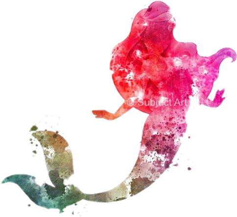 Adesivos Disney Kawaii Cute Tumblr - Watercolor Princesses Ariel (484x442), Png Download