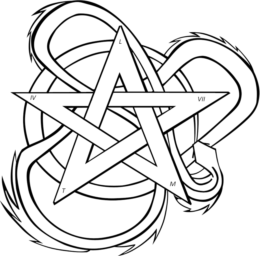Star And Ouroboros Tattoo Design - Drawing (900x886), Png Download