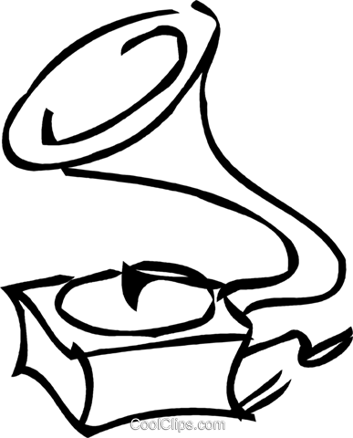 Phonograph Gramophone Record Player Royalty Free Vector - Line Art (387x480), Png Download