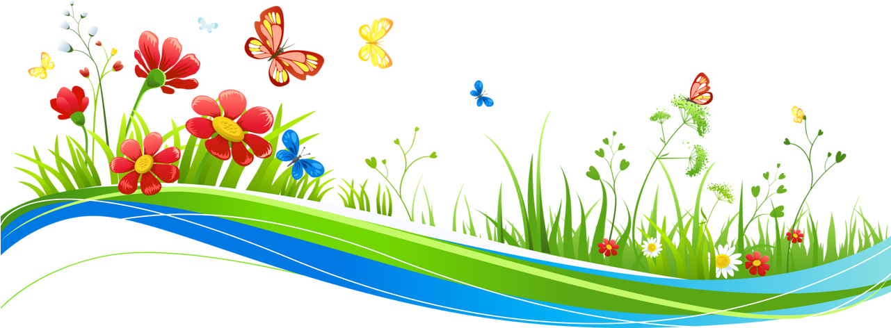 Vector Transparent Transparent Decoration With Png - Clipart Flowers And Butterflies Png (1280x546), Png Download