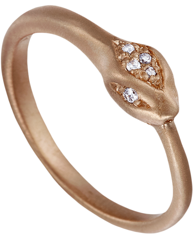 Manon 14k Rose Gold Snake Ouroboros Ring With Diamond - Jewellery (1000x1000), Png Download