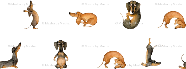 Dachshund Sausage Dog Yoga Inga Smg Giftwrap - Yoga Dachshund (708x303), Png Download