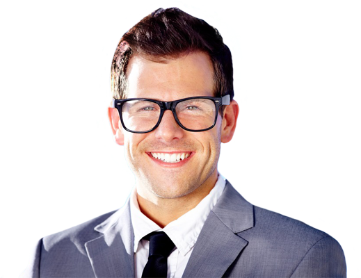 Happy-man - Person Looking Up Thinking (519x400), Png Download
