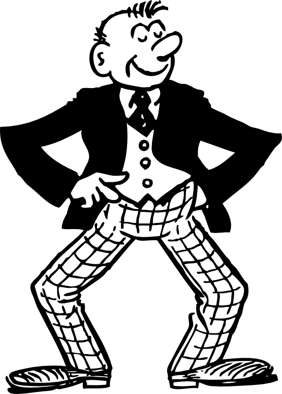 Black And White Cartoon Man (426x594), Png Download