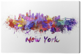 New York Skyline In Watercolor Canvas Print • Pixers® - Artsy Canvas Vibrant Watercolor Skylines: New York/24x13 (400x400), Png Download