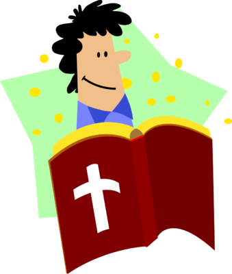 Happy Man Reading Bible - Reading The Bible Clipart (339x400), Png Download