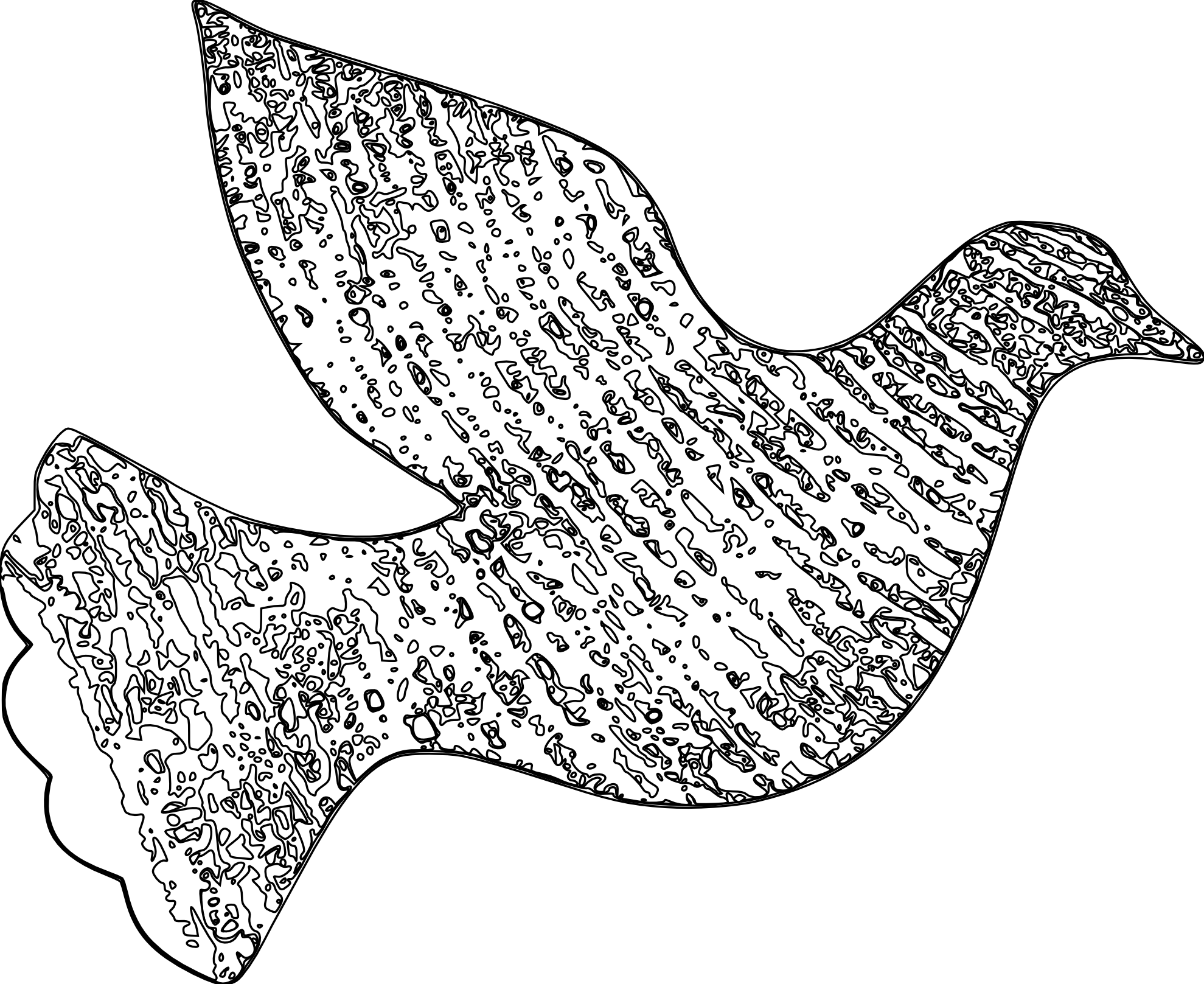 Peace Dove 68 Black White Christmas Clipart - Peace Dove Coloring Pages (1979x1617), Png Download