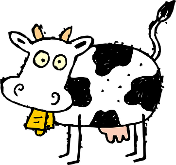 Cow Bell Horns Nasty Spots Diseased Cow Co - Free Clip Art Cows (362x340), Png Download