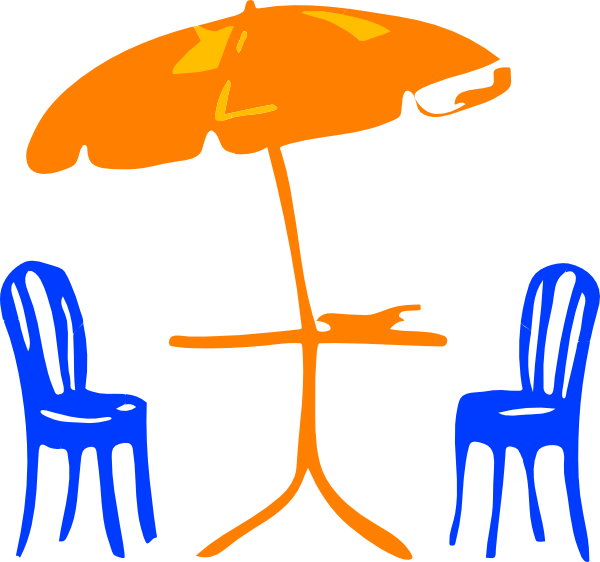 Table With Umbrella And Chairs Svg Clip Arts 600 X (600x562), Png Download