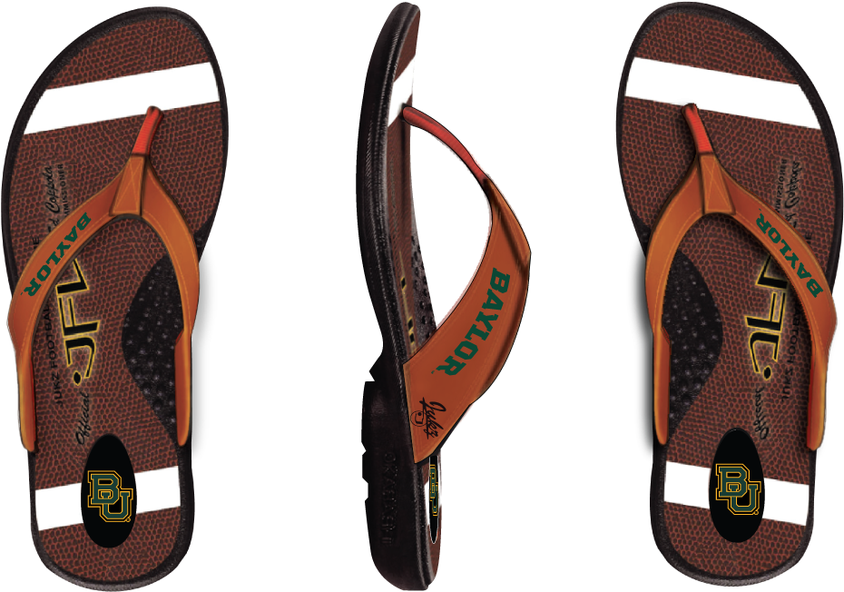 Baylor Bears Football Flip Flops (1302x1011), Png Download