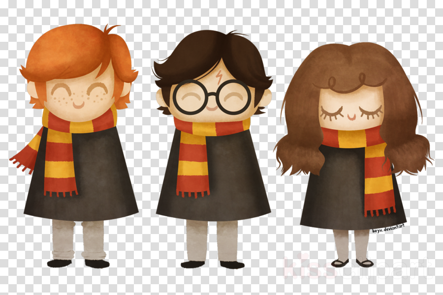 Harry Potter Transparent Cute Clipart Ron Weasley Hermione (900x600), Png Download