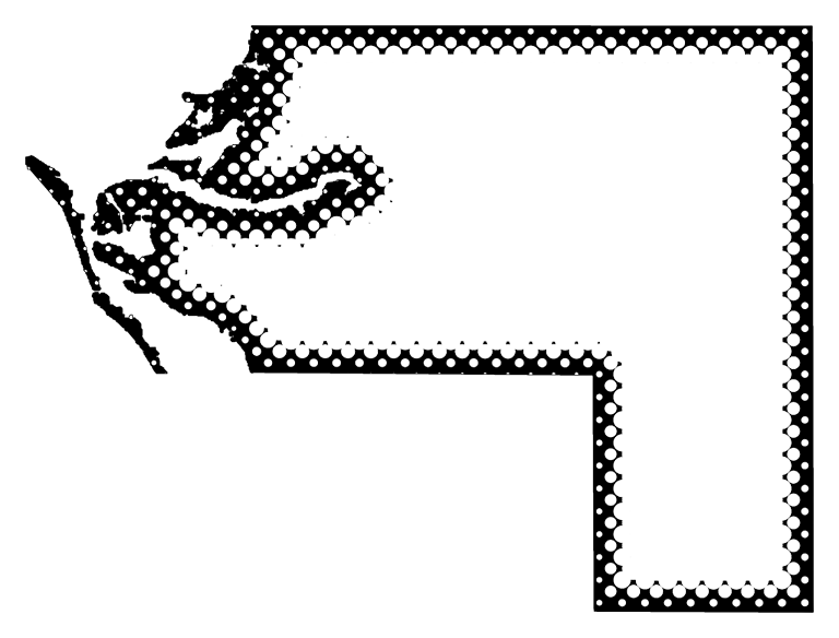 A Map Of Manatee With Dots Reversed Out Of A Black (768x584), Png Download