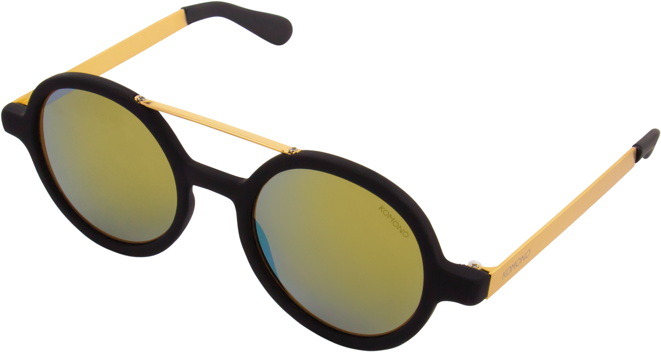 Vivien Metal Series Black Gold Sunglasses / Polycarbonate (2048x1375), Png Download