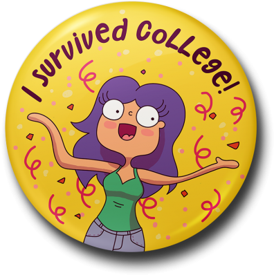 I Survived College Badge - Cartoon (495x500), Png Download