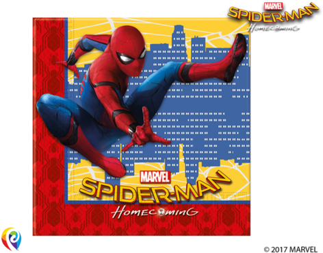 Marvel Spider-man Homecoming - Spiderman 20 Paper Napkins (480x384), Png Download