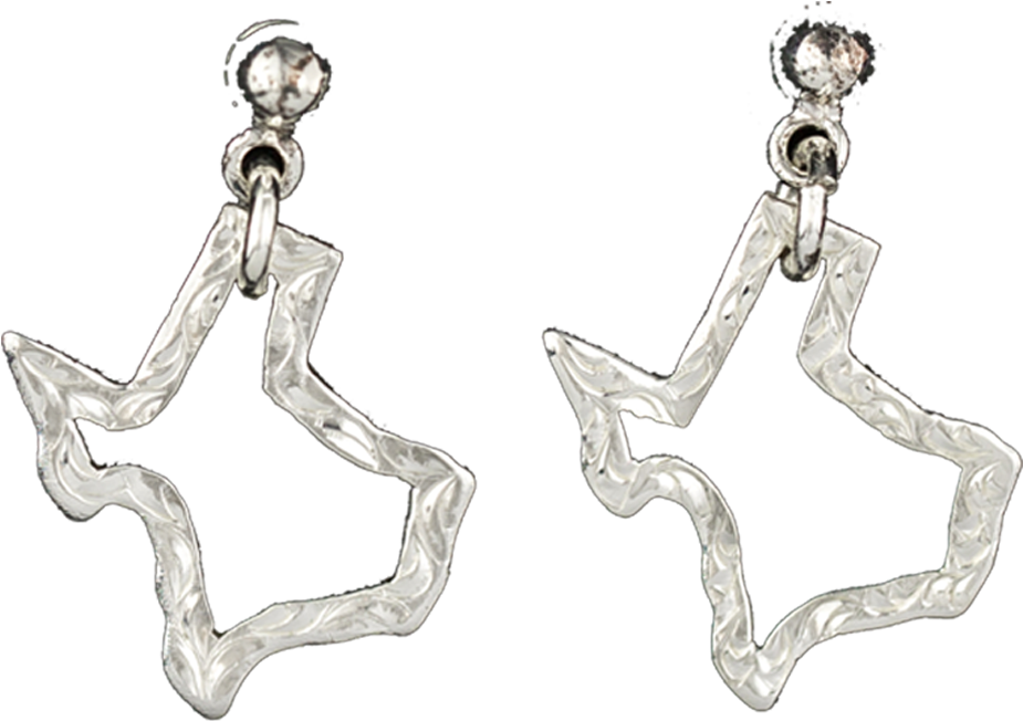 Engraved Sterling Silver Texas Outline Post Earrings - Earrings (1024x1024), Png Download