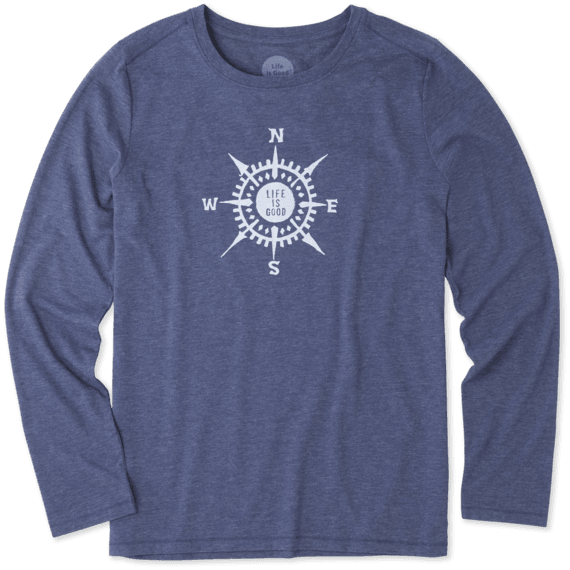 Women's Lig Compass Long Sleeve Cool - Life Is Good Outdoor Compass Jake's Mug (570x570), Png Download