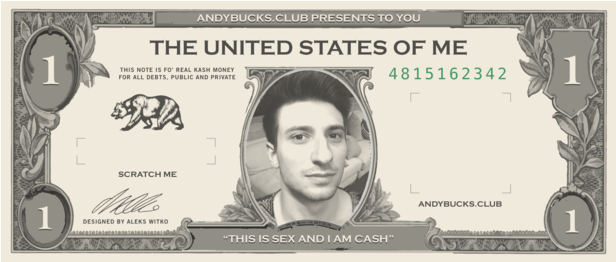 Andybucks - Club - One Dollar Bill (615x424), Png Download