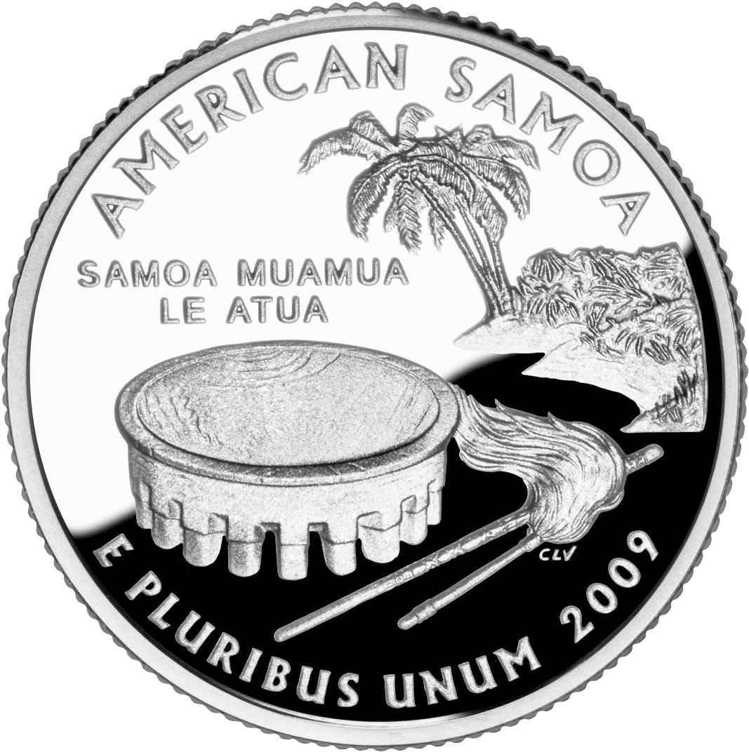 2009 As Proof - Us 2009 P Mint American Samoa Quarter Unc Coin (1078x1081), Png Download