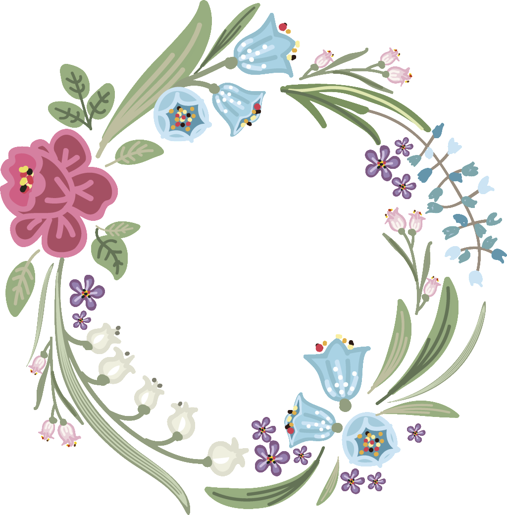 Purple Blue Flowers Transparent Garland Vector - Vector Graphics (1024x1040), Png Download
