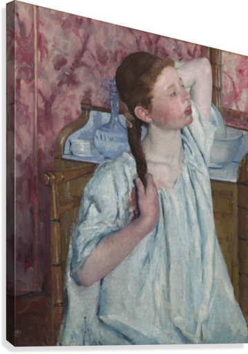 Girl Arranging Her Hair Canvas Print - Mary Cassatt (359x511), Png Download