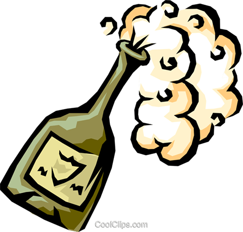 Champagne Bottle Popping Royalty Free Vector Clip Art - Clipart Sektflasche (480x459), Png Download