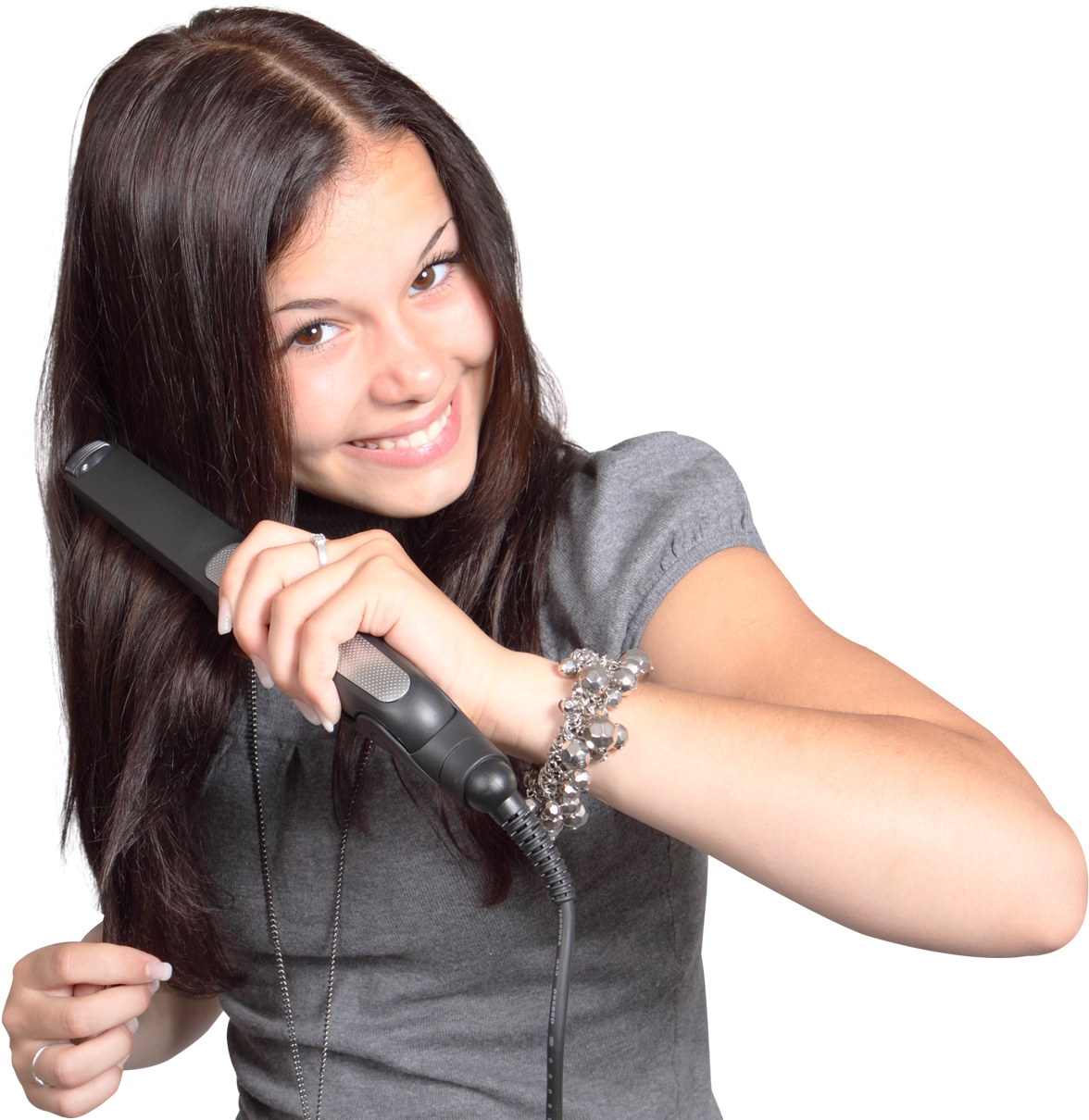 Go To Image - Girl With Straight Hair Png (1272x1259), Png Download