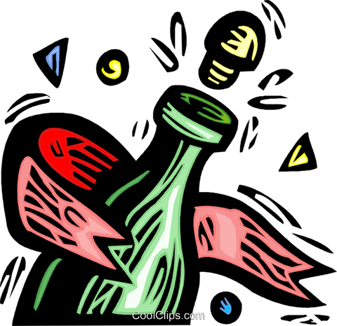 Popped Champagne Bottle Royalty Free Vector Clip Art - Champagne (480x465), Png Download