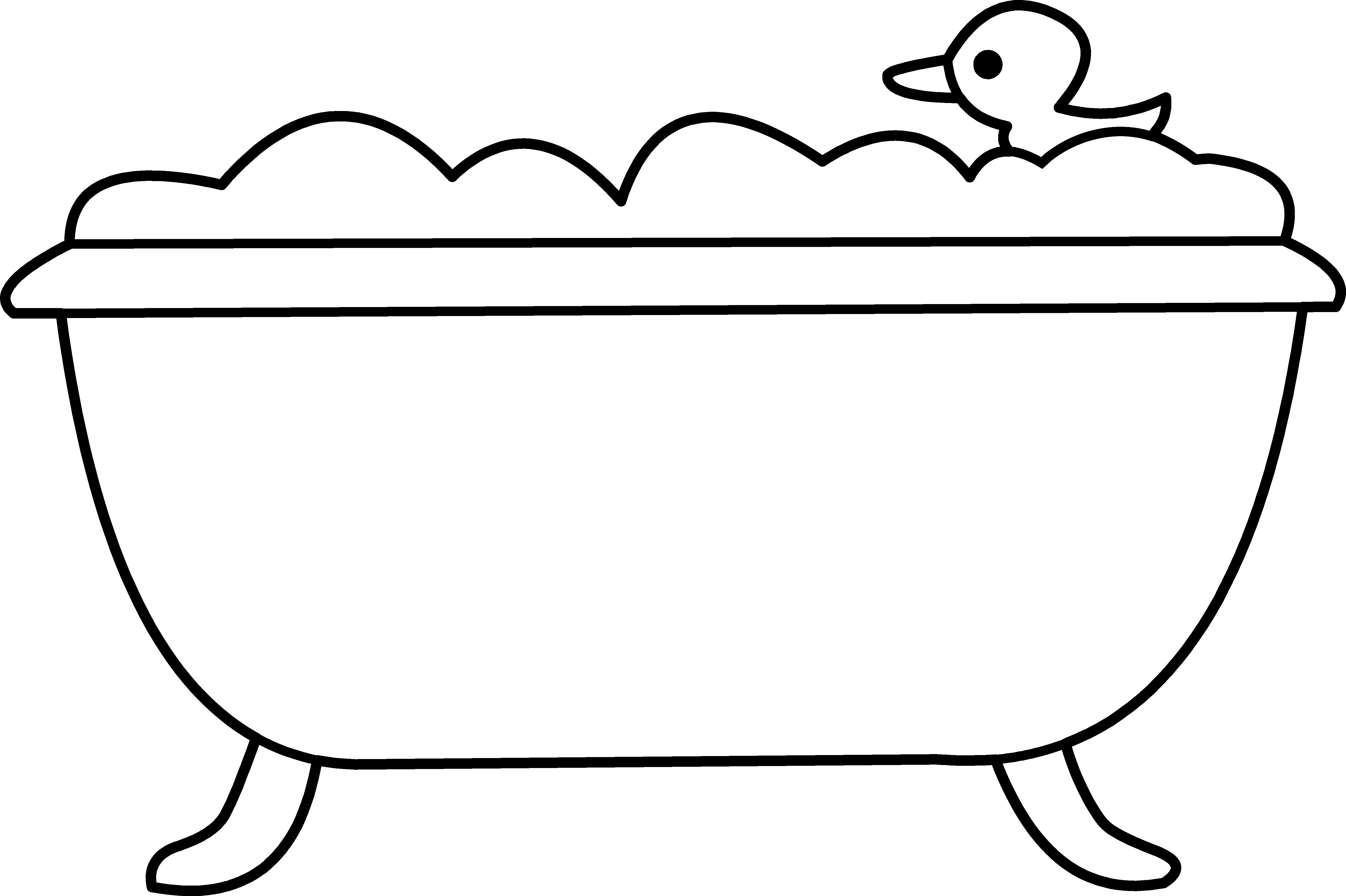 Graphic Free Download Tub And Rubber Ducky Line Art - Bath Clipart White And Black (5394x3592), Png Download