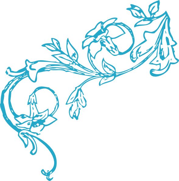 Blue Fl Vine Corner Clip Art At Clker Vector Clip Art - Blue Flower Design Png (588x595), Png Download