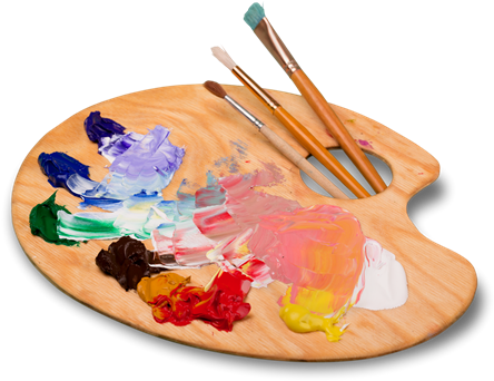 Welcome To Paintings By Millie - Paint Board And Brush (500x366), Png Download