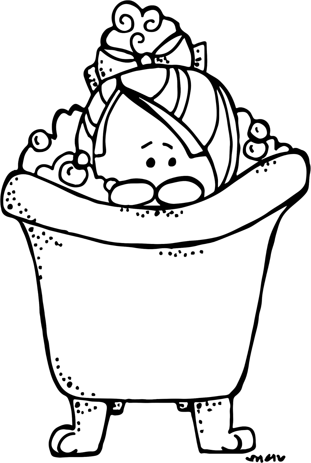 Xox - Melonheadz Baby Bath Clipart Black And White (1076x1600), Png Download
