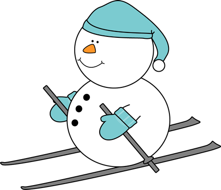 Snowman Skiing (450x387), Png Download