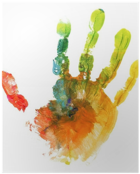 Colored Hand Print On White Background Poster • Pixers® - Color (400x400), Png Download