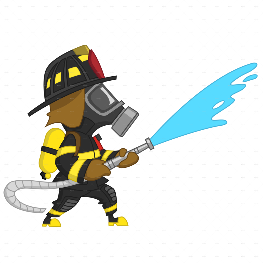Fire Fighter Cartoon Png (900x900), Png Download