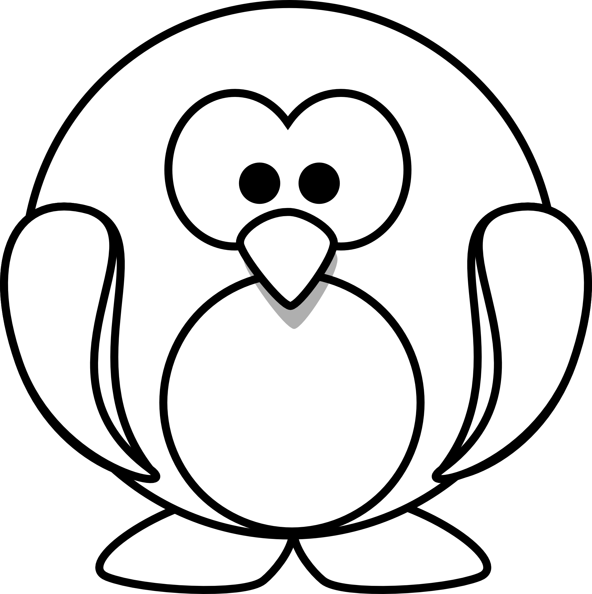 Snowman Drawing Penguin - Father Face Black And White Clipart (1331x1333), Png Download