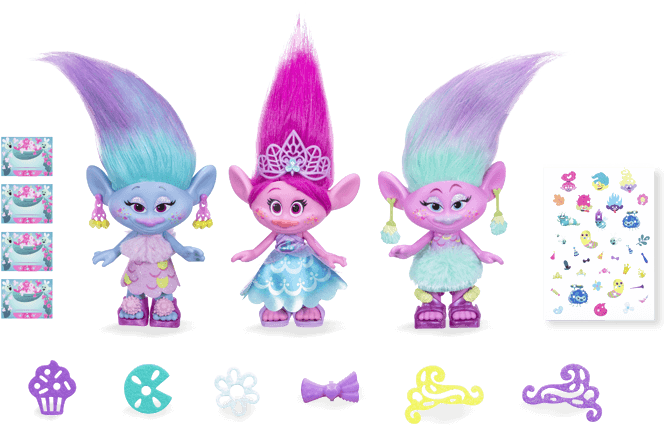 Poppy Und Die Fashion Zwillinge - Dreamworks Trolls Poppy And Twins Celebration Pack (700x700), Png Download