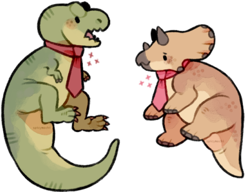 Tie Rannosaurus Rex And Tie Ceratops - Digital Art (500x406), Png Download