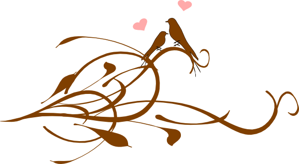 Love Birds On A Brown Branchlarge Clip Art - Love Birds Clipart (600x330), Png Download