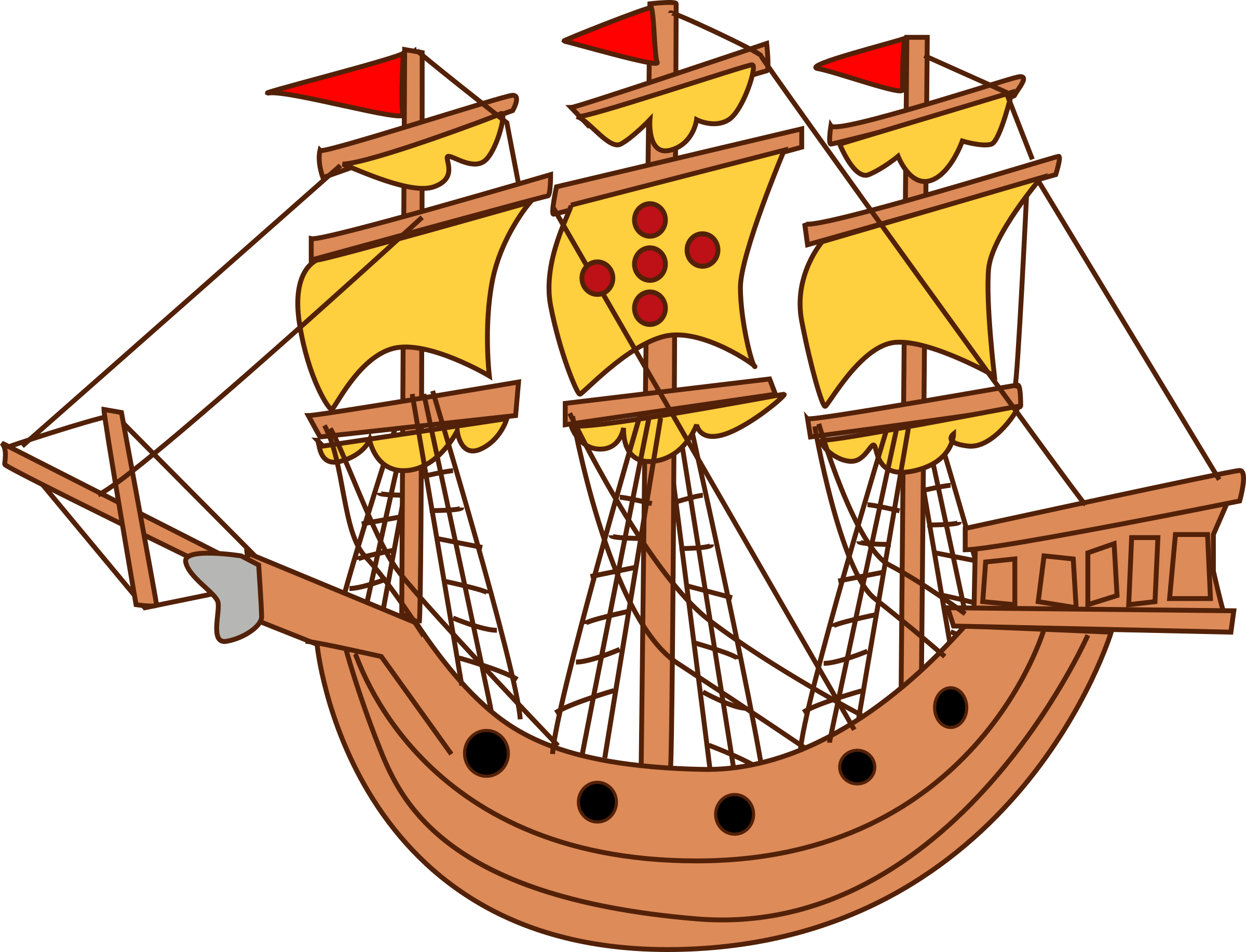 Sailing Ship Clipart Big Boat - Barco Heraldica (2400x1835), Png Download
