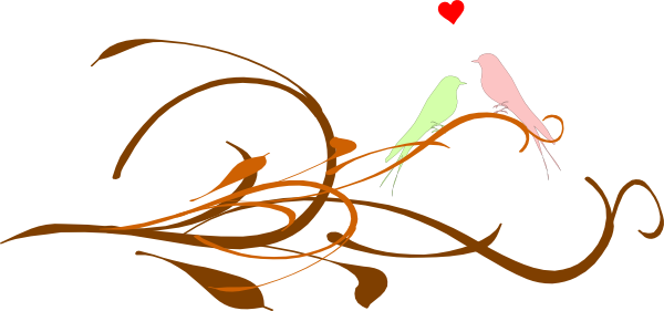 Love Birds On A Branch Clip Art - Love Birds Clipart (600x281), Png Download