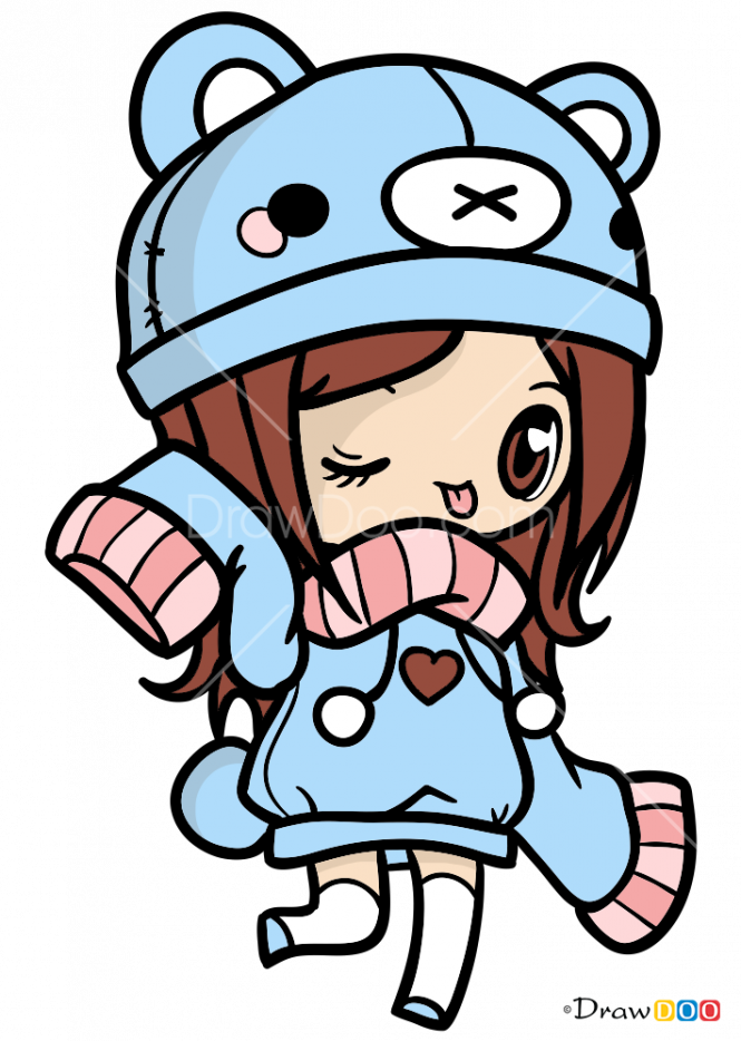 Svg Free Library How To Draw Girl - Niña Kawaii Chibi (665x934), Png Download