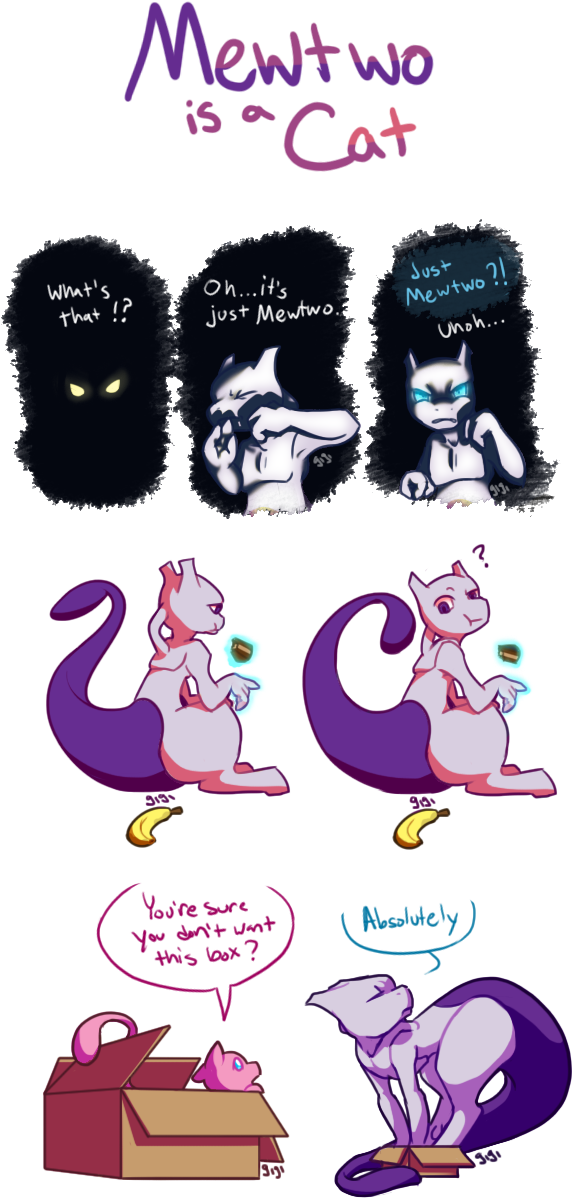 Mewtwo Is Spoopy Cat - Cartoon (600x1250), Png Download