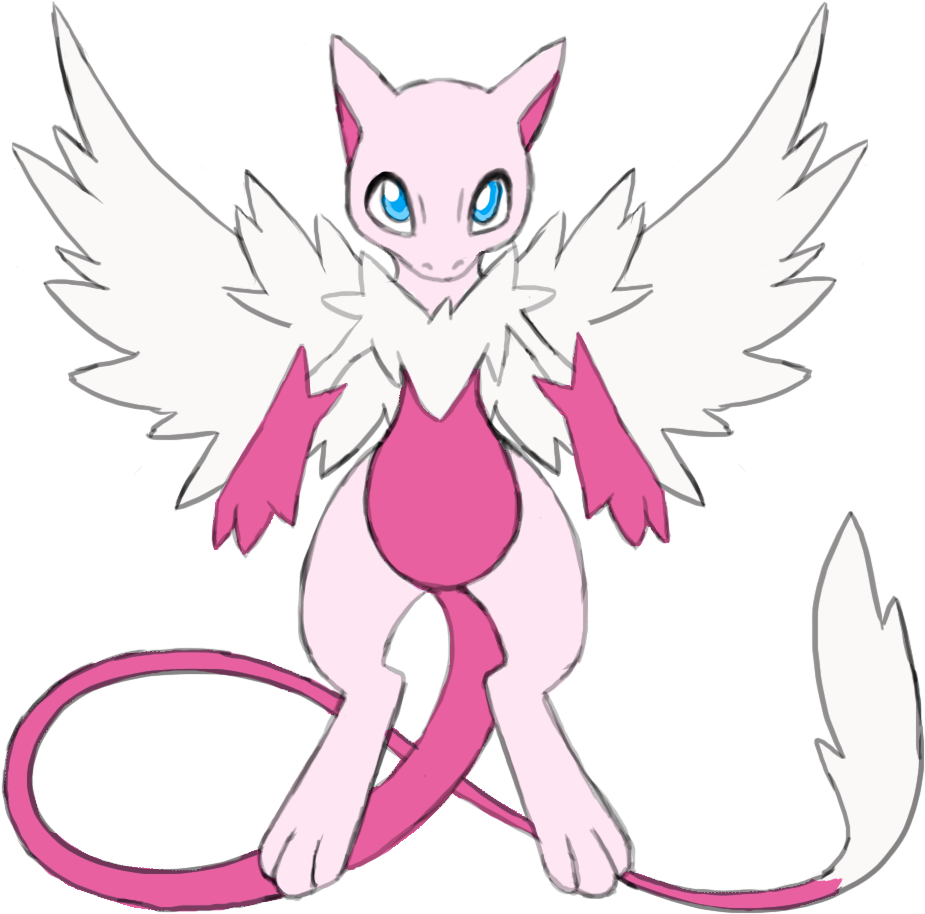 Mega Mew Concept Sketch By Chibi - Cartoon (1024x1280), Png Download