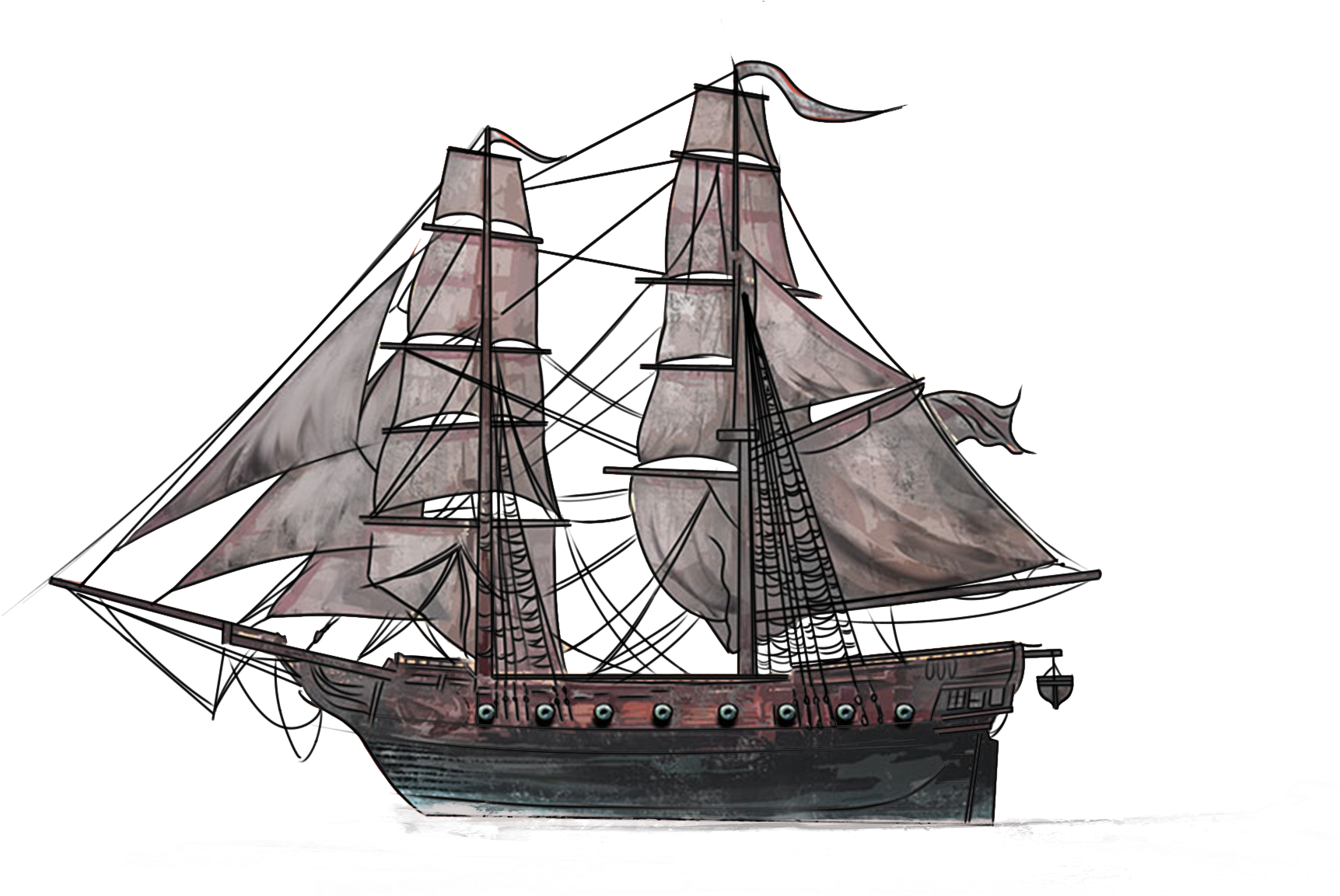 The Brig Is A M - Full Rigged Pinnace (1920x1152), Png Download