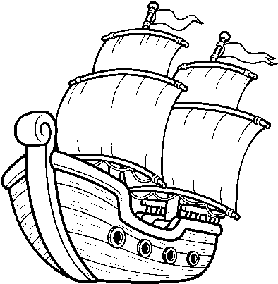 Sailing Ship Coloring Page - Pirate Ship Simple Drawing (600x470), Png Download