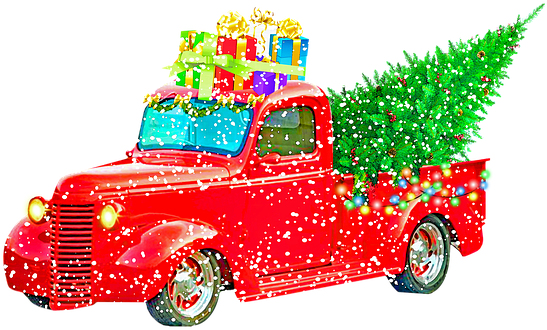 Christmas Pick Up Truck, Christmas Tree - Christmas Day (552x340), Png Download