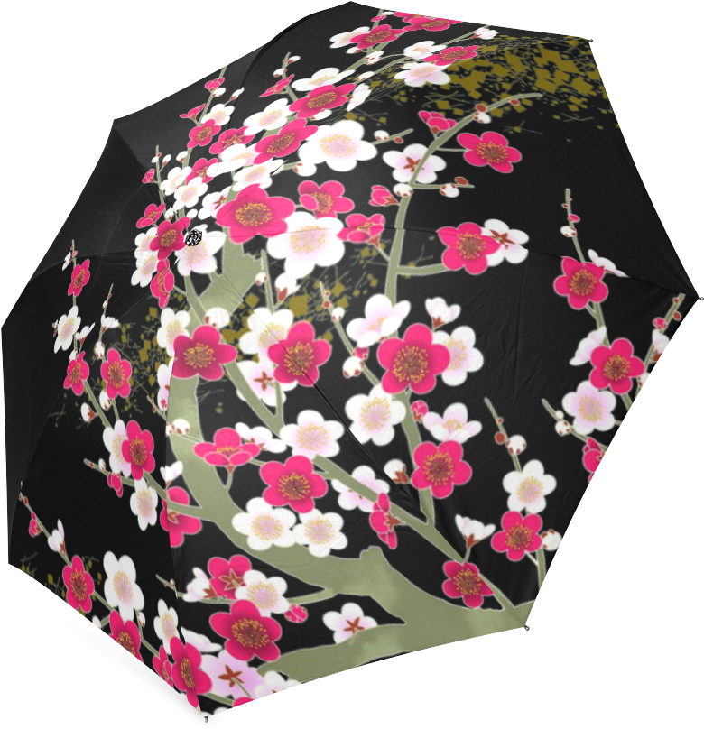Pink White Sakura Floral Foldable Umbrella - Umbrella (1000x1000), Png Download
