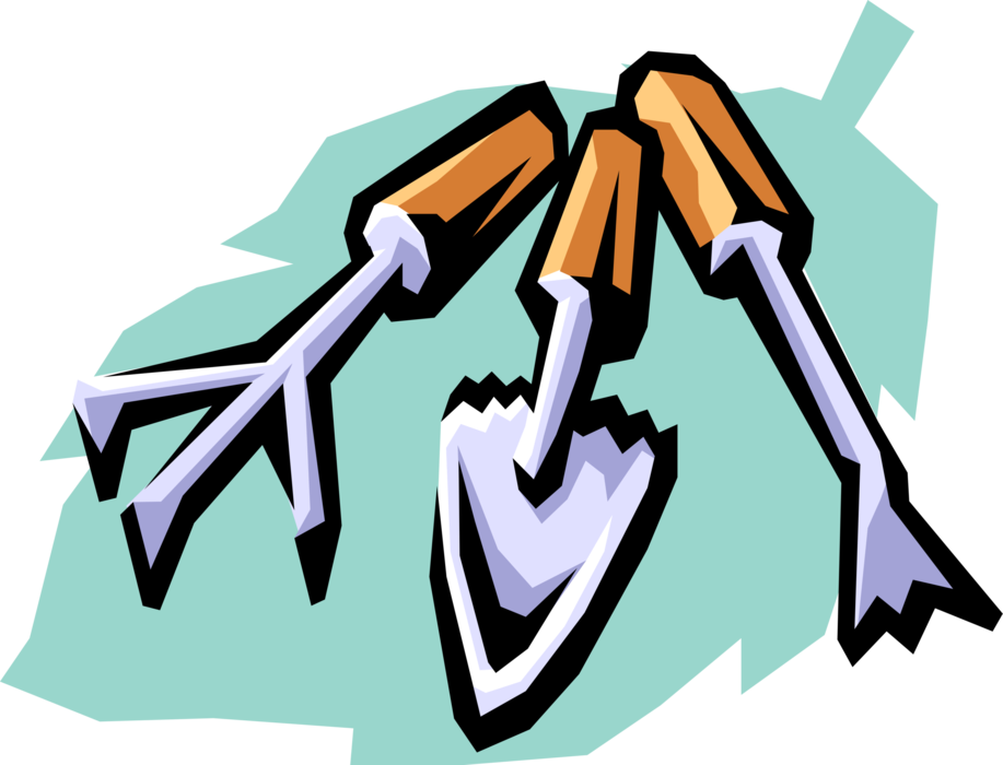 Vector Illustration Of Gardening Tools Garden Fork, (917x700), Png Download