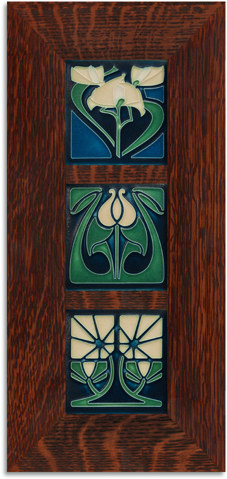 Florals Framed Tile Set Craftsman Oak (vertical) (1000x1000), Png Download